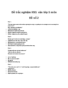 20 Câu hỏi trắc nghiệm kiểm tra học sinh giỏi Ngữ văn lớp 5 (Có đáp án)